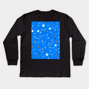 Stars In A Sea of Azure Blue Kids Long Sleeve T-Shirt